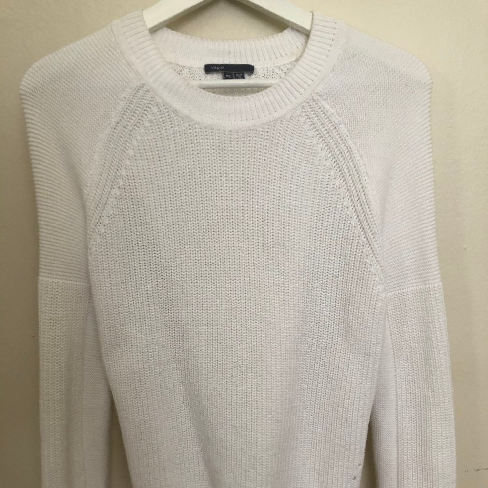 Vince Mixed Rib Crewneck Sweater White
